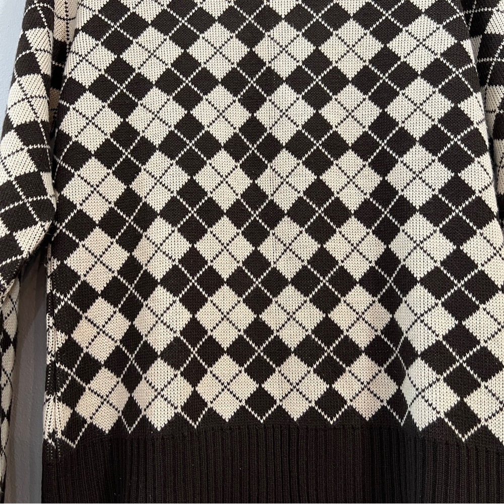 Argyle Sweater Front & Back Pattern Crew Neck Vin… - image 4